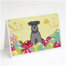 BB6052GCA7P Easter Eggs Miniature Schnauzer Black Silver Greeting Cards & Envelopes - Pack of 8