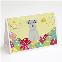 BB6053GCA7P Easter Eggs Miniature Schnauzer White Greeting Cards & Envelopes - Pack of 8