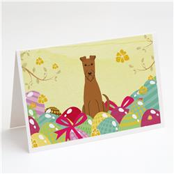 BB6062GCA7P Easter Eggs Irish Terrier Greeting Cards & Envelopes - Pack of 8