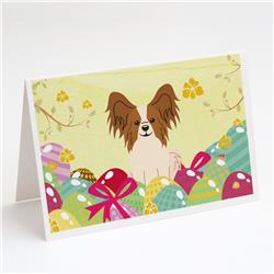 Easter Eggs Papillon Red White Greeting Cards & Envelopes - Pack of 8