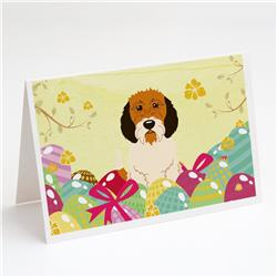 BB6079GCA7P Easter Eggs Petit Basset Griffon Veenden Greeting Cards & Envelopes - Pack of 8