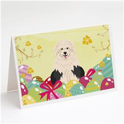 BB6096GCA7P Easter Eggs Old English Sheepdog Greeting Cards & Envelopes - Pack of 8