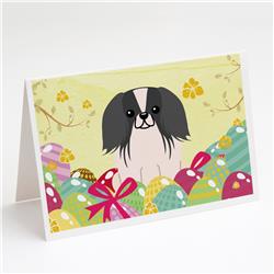 Easter Eggs Pekingese Black White Greeting Cards & Envelopes - Pack of 8
