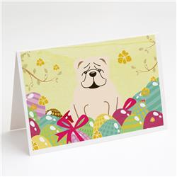 Easter Eggs English Bulldog White Greeting Cards & Envelopes - Pack of 8
