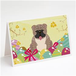 BB6126GCA7P Easter Eggs English Bulldog Grey Brindle Greeting Cards & Envelopes - Pack of 8