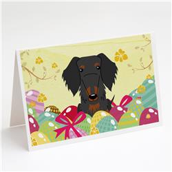 BB6127GCA7P Easter Eggs Wire Haired Dachshund Black Tan Greeting Cards & Envelopes - Pack of 8