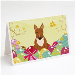 Easter Eggs Bull Terrier Red Greeting Cards & Envelopes - Pack of 8