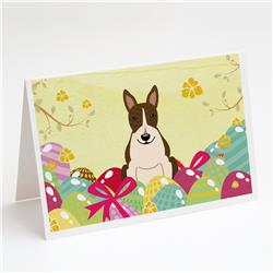 BB6136GCA7P Easter Eggs Bull Terrier Dark Brindle Greeting Cards & Envelopes - Pack of 8