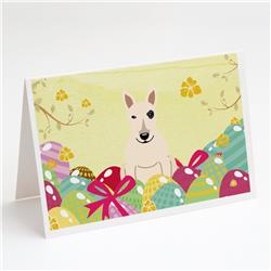 Easter Eggs Bull Terrier White Greeting Cards & Envelopes - Pack of 8