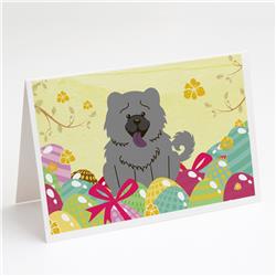 Easter Eggs Chow Chow Blue Greeting Cards & Envelopes - Pack of 8