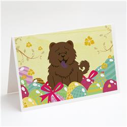 BB6141GCA7P Easter Eggs Chow Chow Chocolate Greeting Cards & Envelopes - Pack of 8