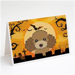 Halloween Chocolate Brown Poodle Greeting Cards & Envelopes - Pack of 8