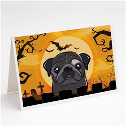 Halloween Black Pug Greeting Cards & Envelopes - Pack of 8