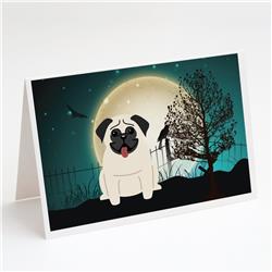 Halloween Scary Pug Cream Greeting Cards & Envelopes - Pack of 8