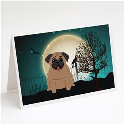 Halloween Scary Pug Brown Greeting Cards & Envelopes - Pack of 8