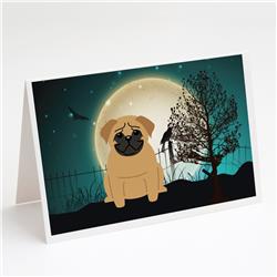 Halloween Scary Pug Brown Greeting Cards & Envelopes - Pack of 8