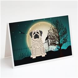 BB2206GCA7P Halloween Scary Mastiff Brindle White Greeting Cards & Envelopes - Pack of 8