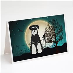 Halloween Scary Standard Schnauzer Salt & Pepper Greeting Cards & Envelopes - Pack of 8