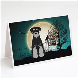 BB2224GCA7P Halloween Scary Standard Schnauzer Black Grey Greeting Cards & Envelopes - Pack of 8