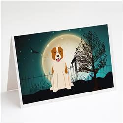 BB2239GCA7P Halloween Scary Central Asian Shepherd Dog Greeting Cards & Envelopes - Pack of 8