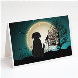 BB2247GCA7P Halloween Scary Black Labrador Greeting Cards & Envelopes - Pack of 8