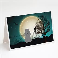 Halloween Scary Poodle Silver Greeting Cards & Envelopes - Pack of 8