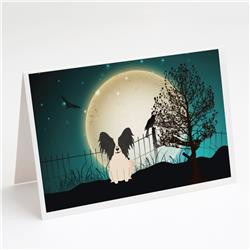 BB2266GCA7P Halloween Scary Papillon Black White Greeting Cards & Envelopes - Pack of 8