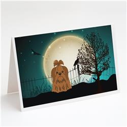 BB2276GCA7P Halloween Scary Shih Tzu Chocolate Greeting Cards & Envelopes - Pack of 8