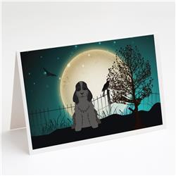BB2282GCA7P Halloween Scary Cocker Spaniel Black Greeting Cards & Envelopes - Pack of 8