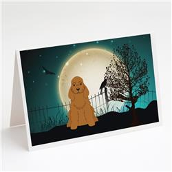 BB2285GCA7P Halloween Scary Cocker Spaniel Red Greeting Cards & Envelopes - Pack of 8