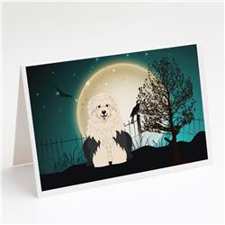 BB2286GCA7P Halloween Scary Old English Sheepdog Greeting Cards & Envelopes - Pack of 8