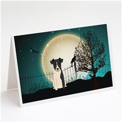 BB2288GCA7P Halloween Scary Smooth Fox Terrier Greeting Cards & Envelopes - Pack of 8