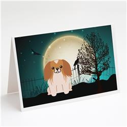 Halloween Scary Pekingese Red White Greeting Cards & Envelopes - Pack of 8