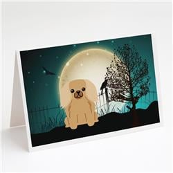 BB2294GCA7P Halloween Scary Pekingese Fawn Sable Greeting Cards & Envelopes - Pack of 8