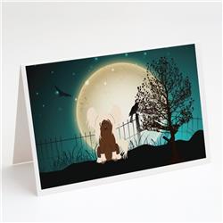BB2303GCA7P Halloween Scary Chinese Crested Cream Greeting Cards & Envelopes - Pack of 8