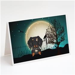 BB2318GCA7P Halloween Scary Wire Haired Dachshund Dapple Greeting Cards & Envelopes - Pack of 8