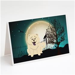 Halloween Scary Chow Chow White Greeting Cards & Envelopes - Pack of 8