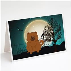 Halloween Scary Chow Chow Red Greeting Cards & Envelopes - Pack of 8