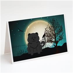 Halloween Scary Chow Chow Black Greeting Cards & Envelopes - Pack of 8