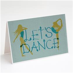 Lets Dance Linen Teal Greeting Cards & Envelopes - Pack of 8