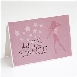 Lets Dance Linen Pink Greeting Cards & Envelopes - Pack of 8