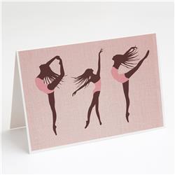 Dancers Linen Pink Greeting Cards & Envelopes - Pack of 8
