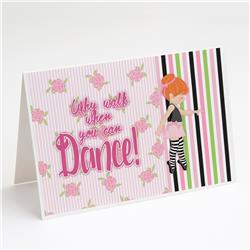 Ballet Dance Stripes Red Hair Greeting Cards & Envelopes - Pack of 8