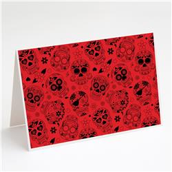 Day of the Dead Red Greeting Cards & Envelopes - Pack of 8