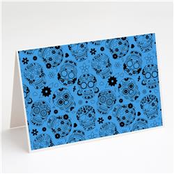 Day of the Dead Blue Greeting Cards & Envelopes - Pack of 8