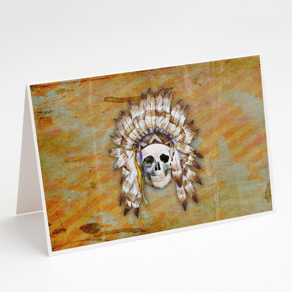 Day of the Dead Indian Skull Greeting Cards & Envelopes - Pack of 8