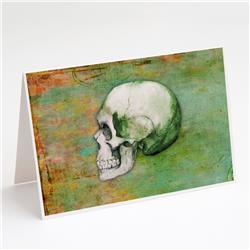 Carolines Treasures BB5122GCA7P Day of the Dead Green Skull Greeting Cards & Envelopes - Pack of 8
