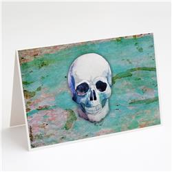 Day of the Dead Teal Skull Greeting Cards & Envelopes - Pack of 8