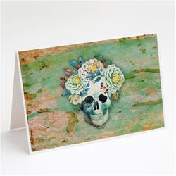 BB5124GCA7P Day of the Dead Skull with Flowers Greeting Cards & Envelopes - Pack of 8