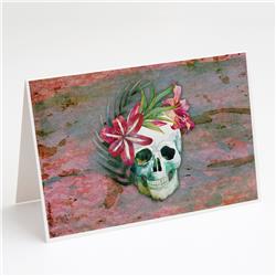 Day of the Dead Skull Flowers Greeting Cards & Envelopes - Pack of 8